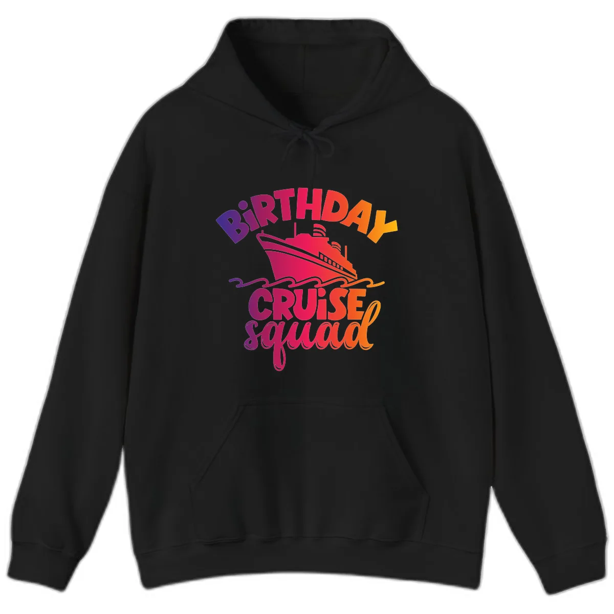 Birthday Cruise Squad T-Shirt Design Hoodie in Black