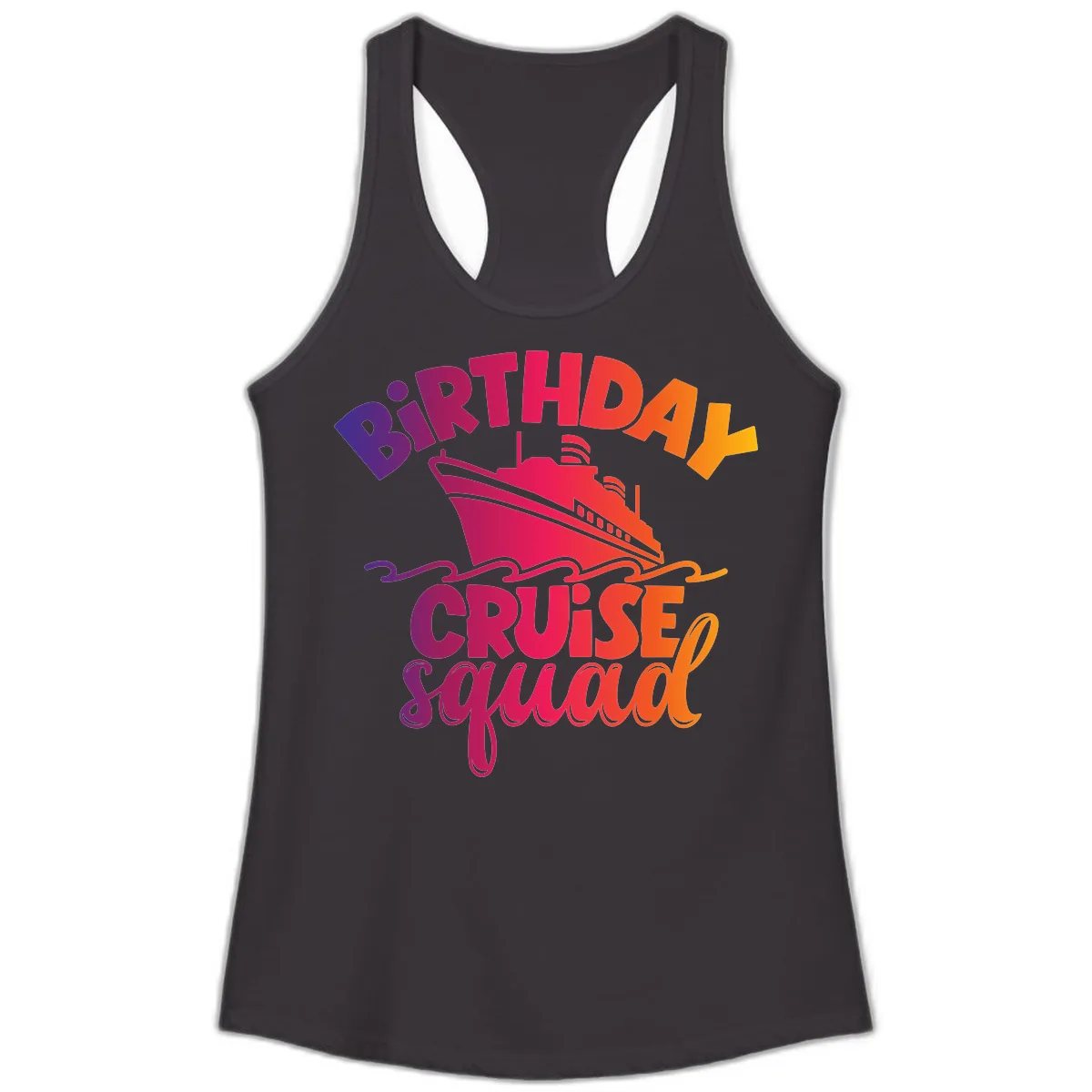 Birthday Cruise Squad T-Shirt Design Ladies Tank in Black