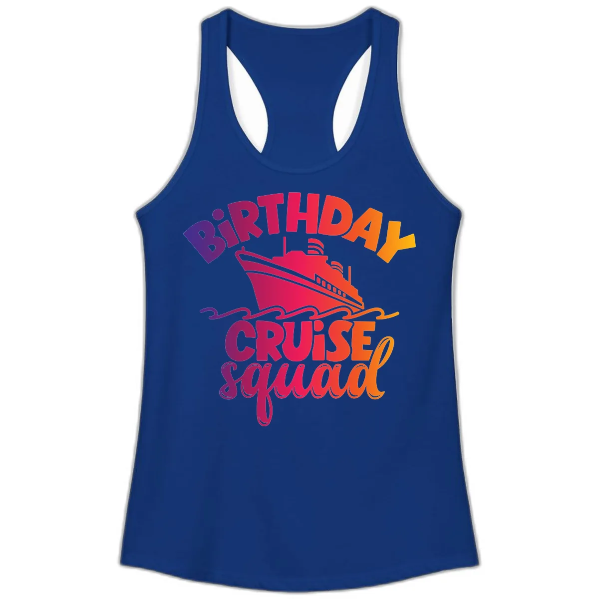 Birthday Cruise Squad T-Shirt Design Ladies Tank in Solid Royal
