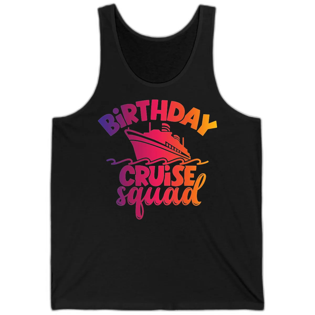 Birthday Cruise Squad T-Shirt Design Tank in Black