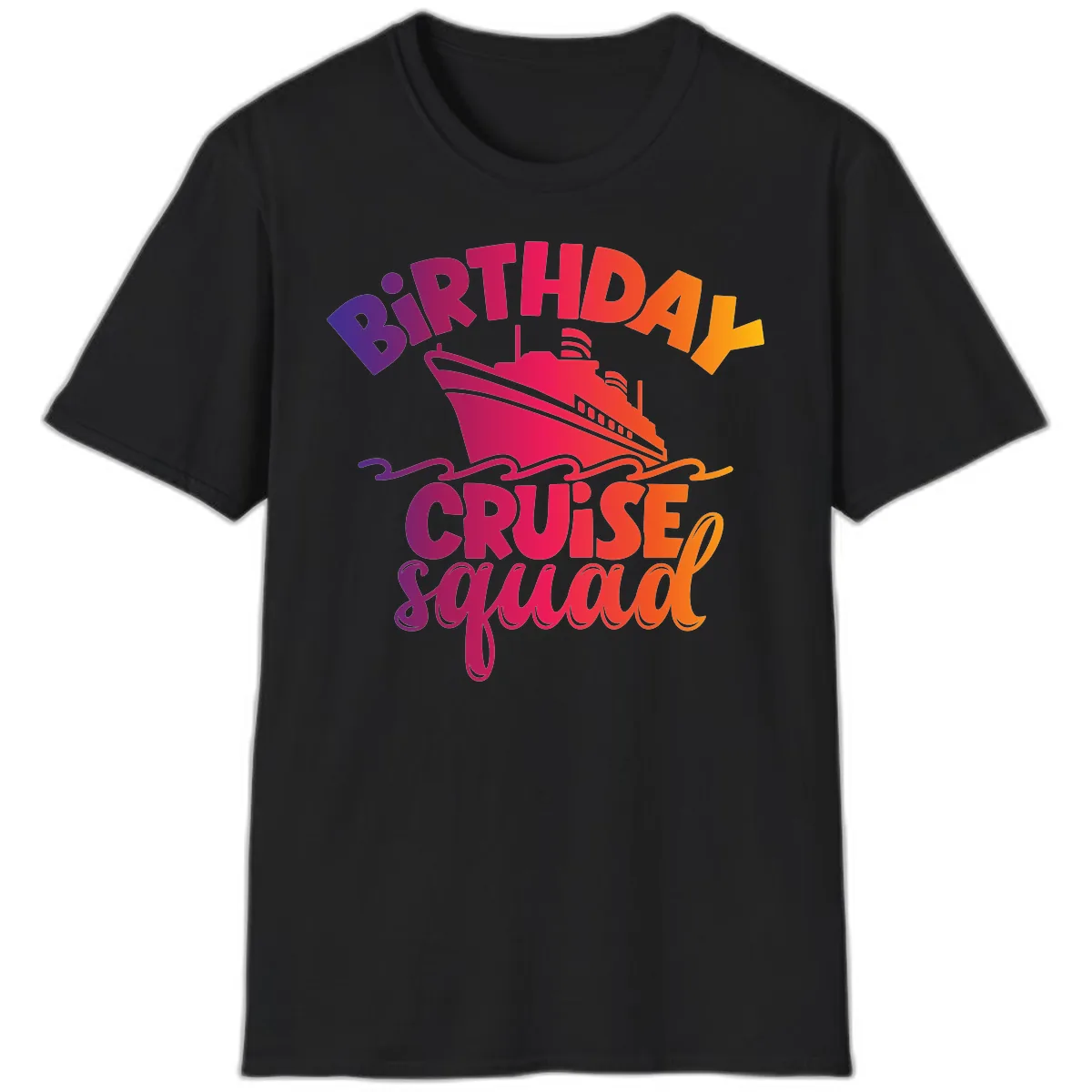 Birthday Cruise Squad T-Shirt Design T-Shirt in Black
