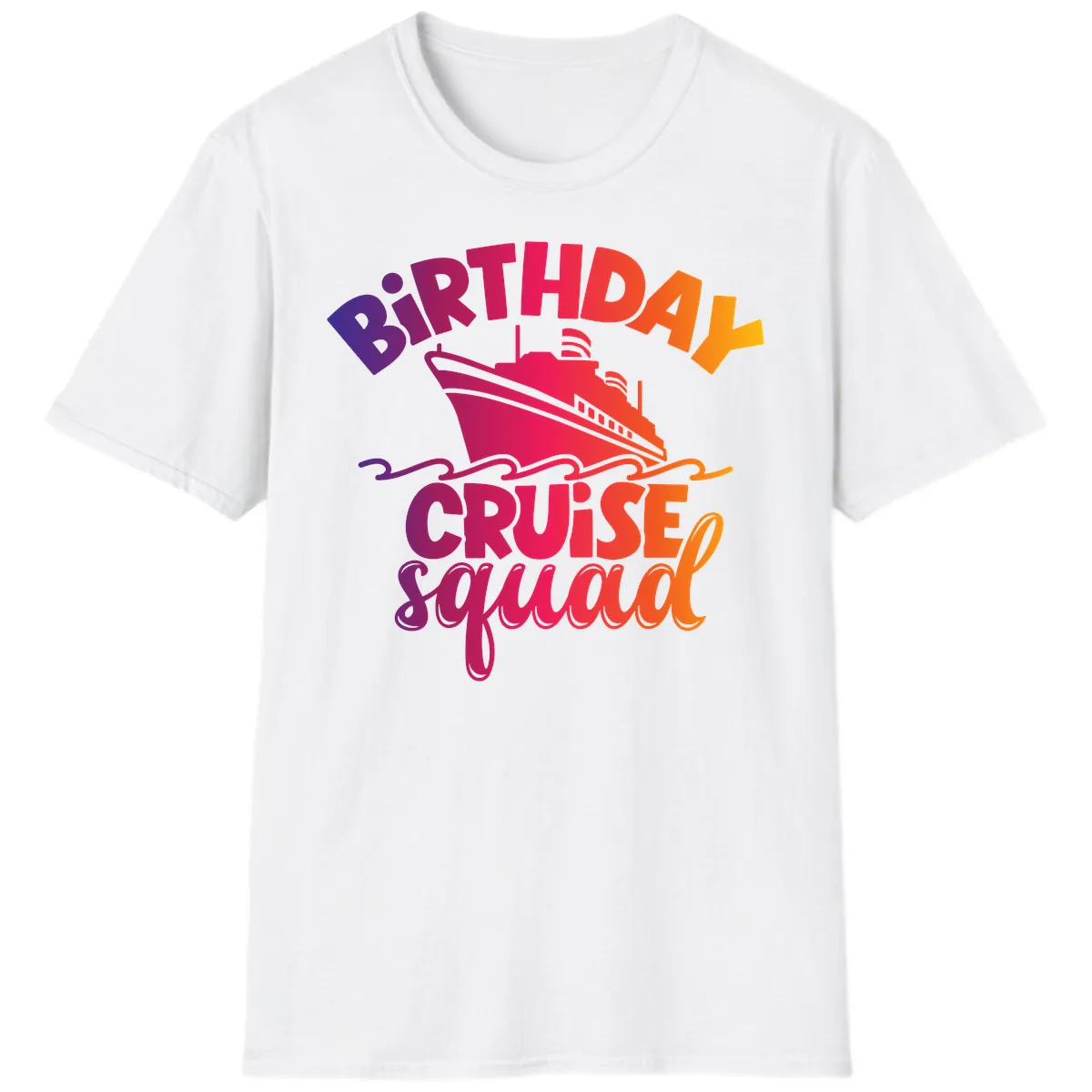 Birthday Cruise Squad T-Shirt Design T-Shirt in White