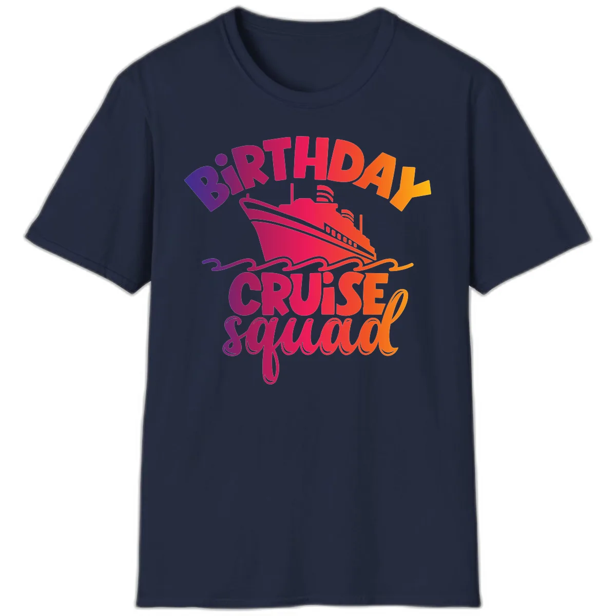 Birthday Cruise Squad T-Shirt Design T-Shirt in Navy