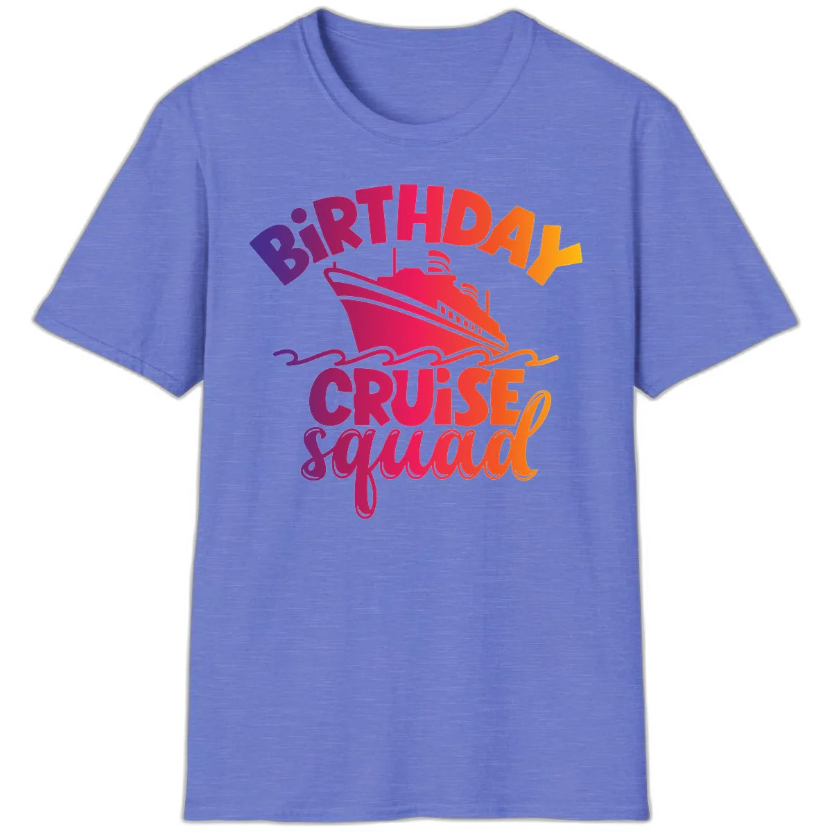 Birthday Cruise Squad T-Shirt Design T-Shirt in Heather Royal