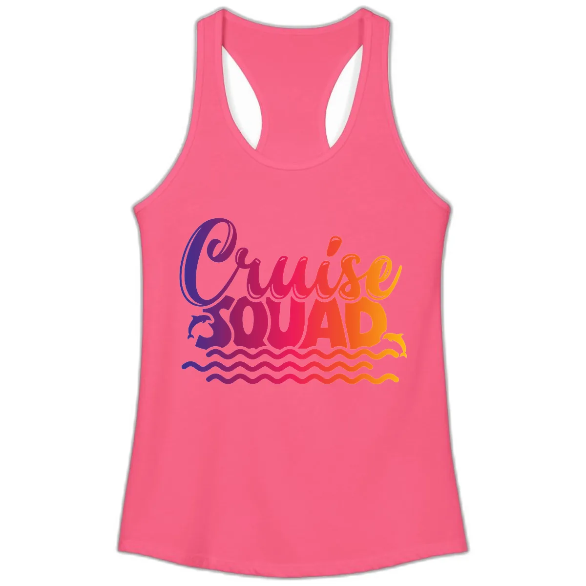 Cruise Squad Ocean Vibes Ladies Tank in Solid Hot Pink