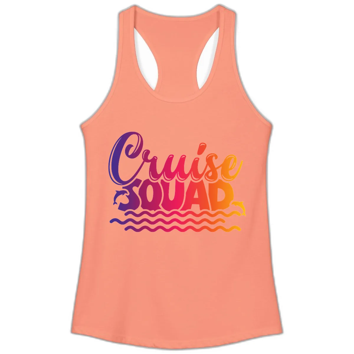 Cruise Squad Ocean Vibes Ladies Tank in Solid Light Orange