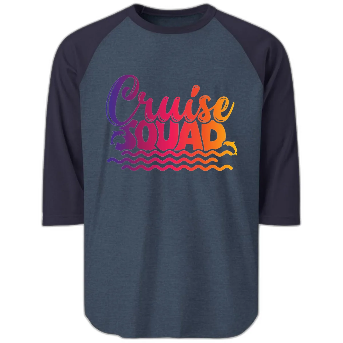 Cruise Squad Ocean Vibes Raglan 3/4 in Heather Denim Navy