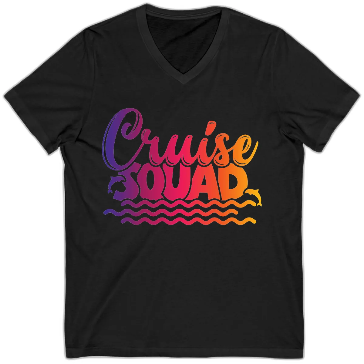 Cruise Squad Ocean Vibes V-Neck in Black