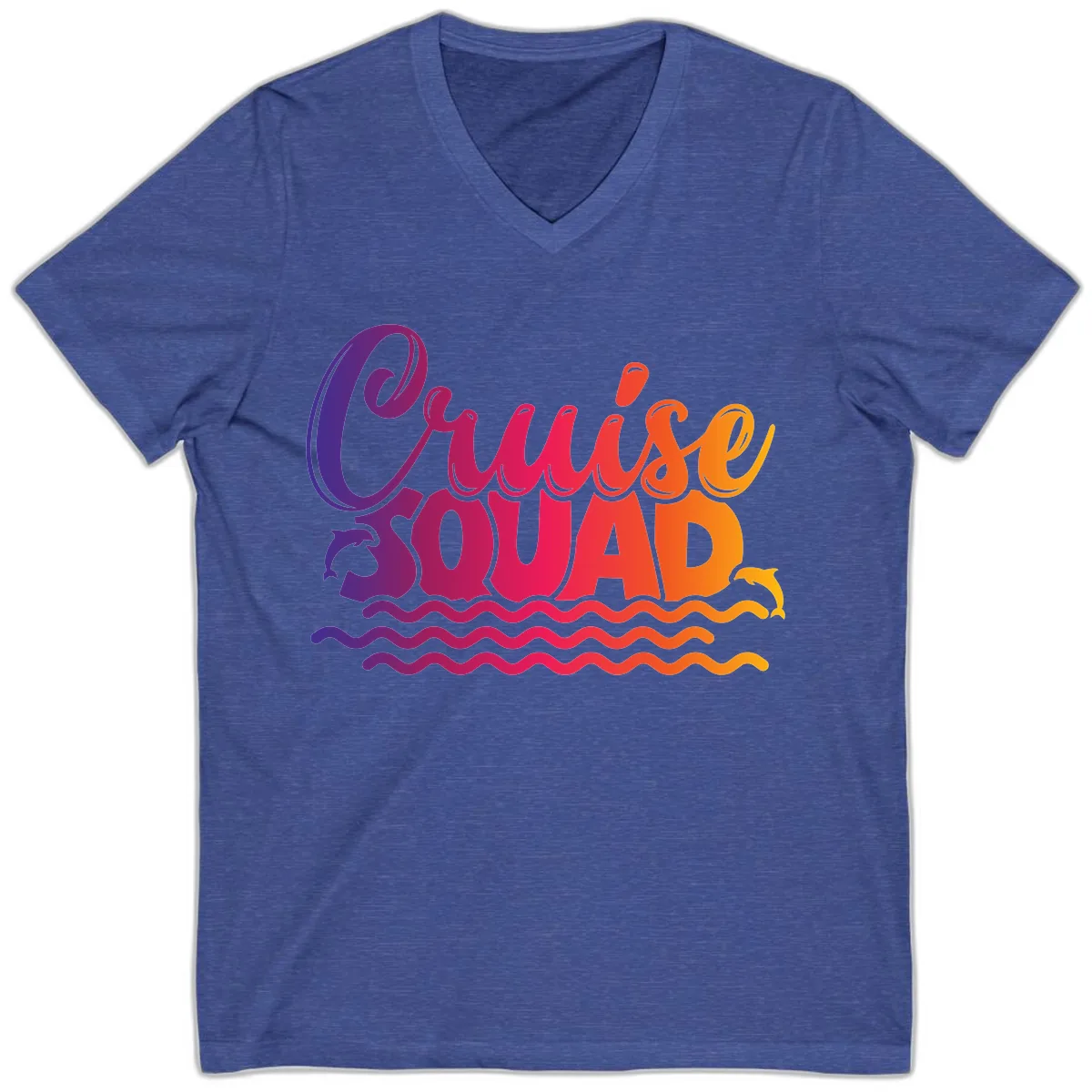 Cruise Squad Ocean Vibes V-Neck in Heather True Royal