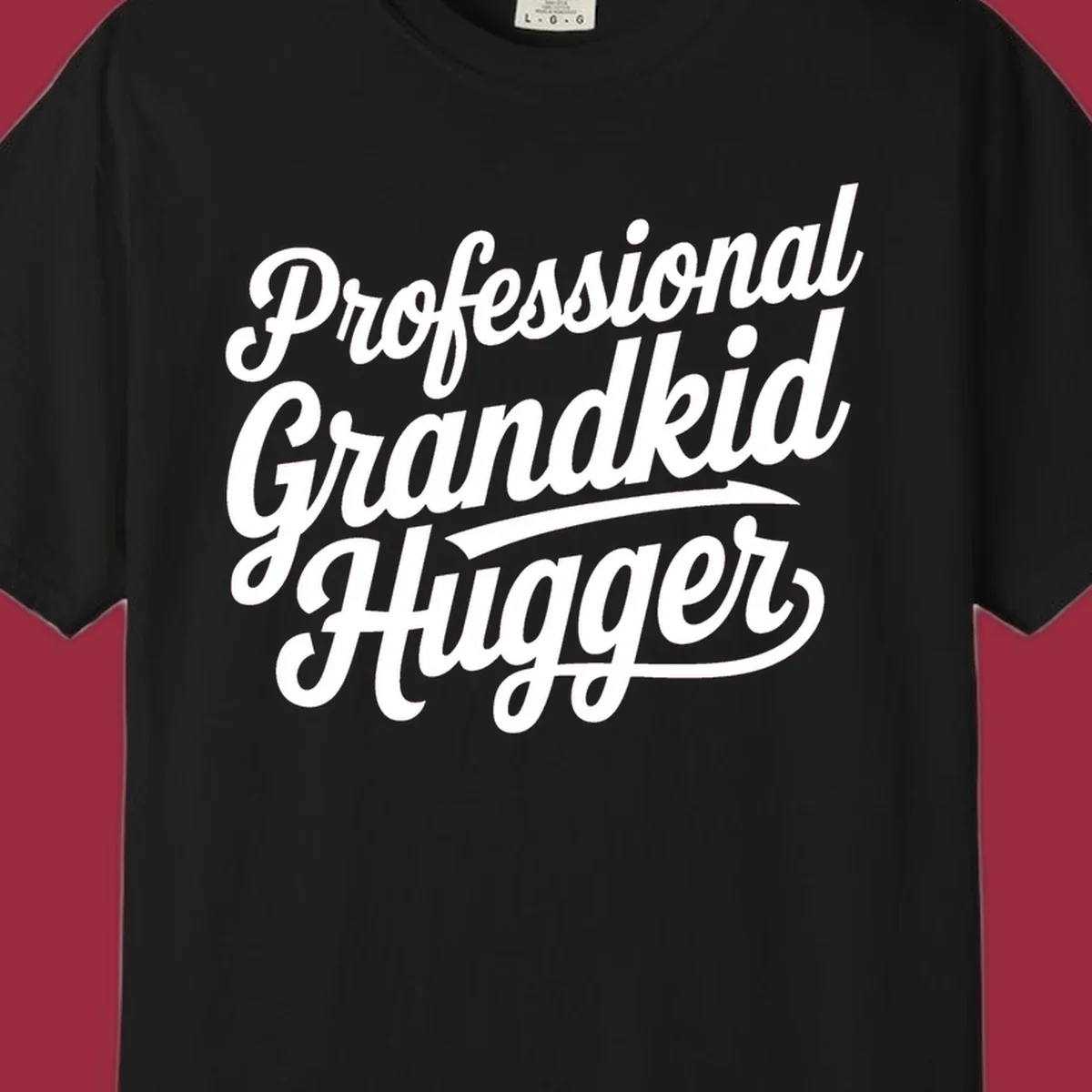 Professional Grandkid Hugger text design in white on black and black on white.