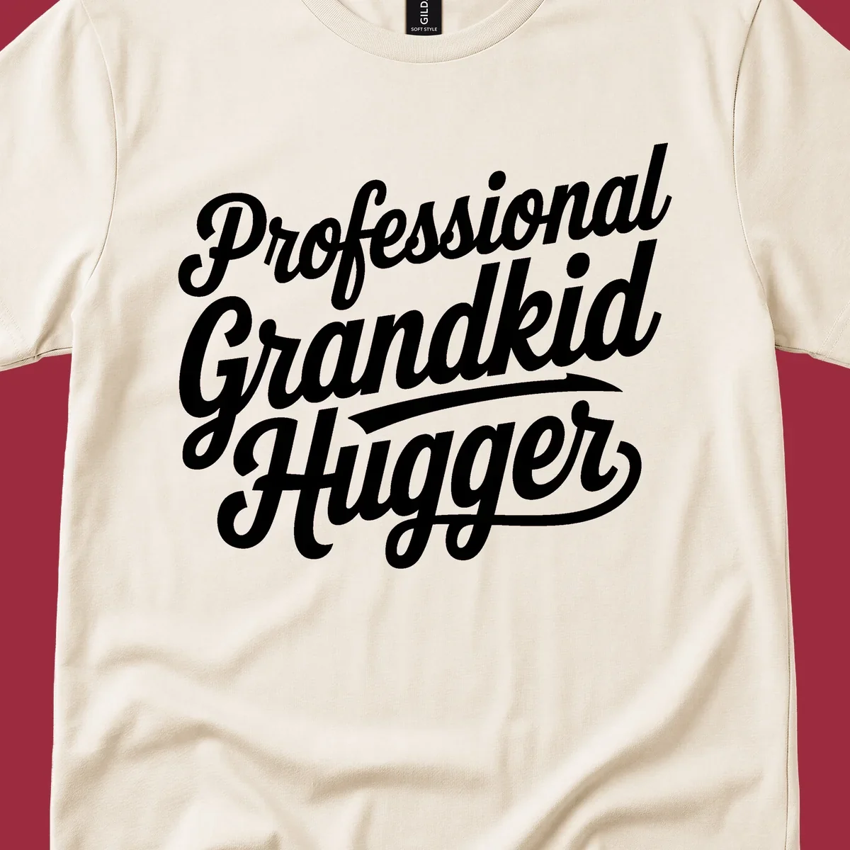 Professional Grandkid Hugger text design in white on black and black on white.