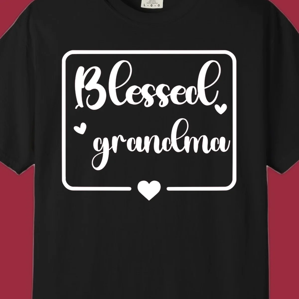 Blessed grandma text with heart accents.