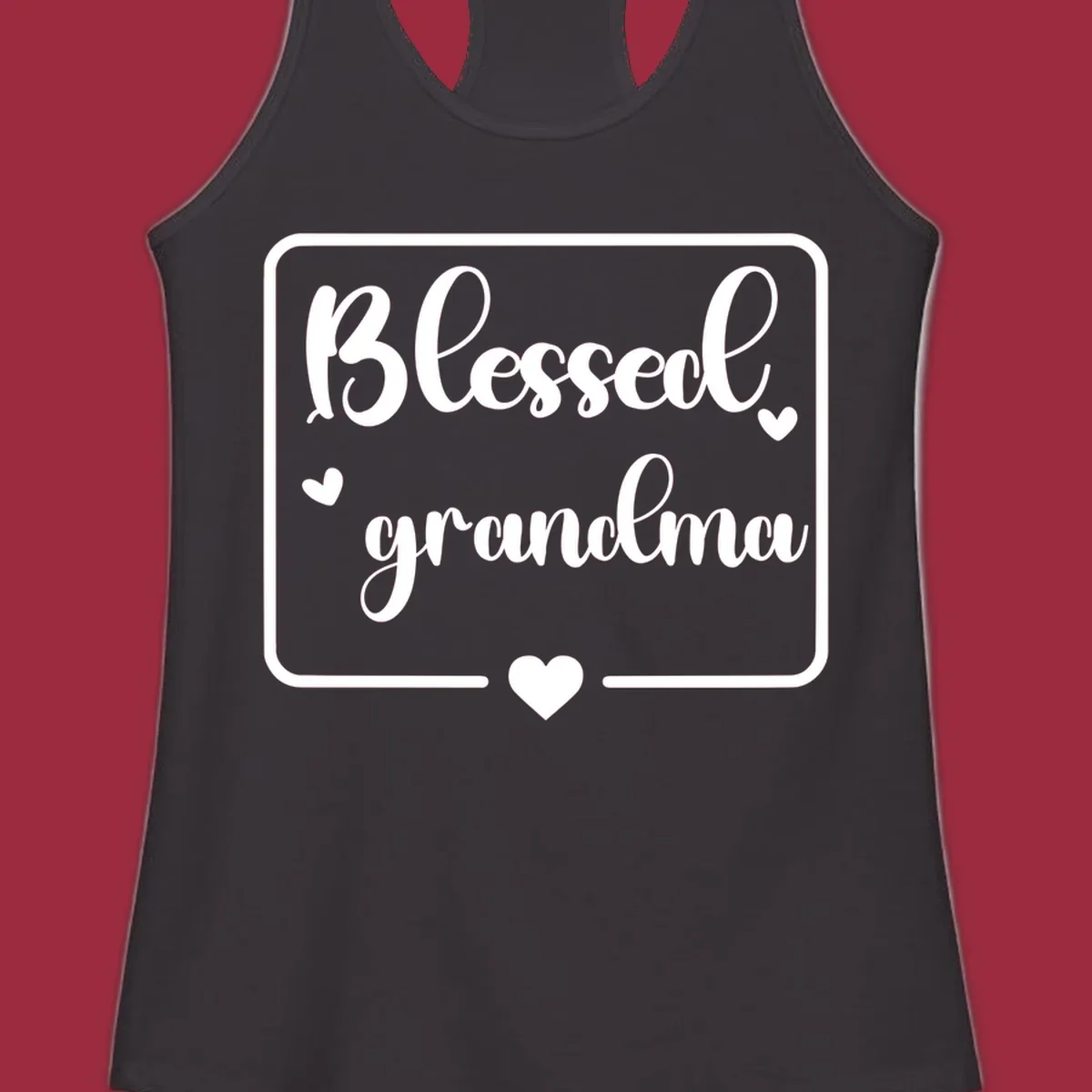 Blessed grandma text with heart accents.