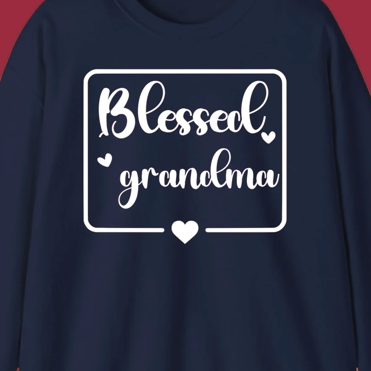 Blessed grandma text with heart accents.