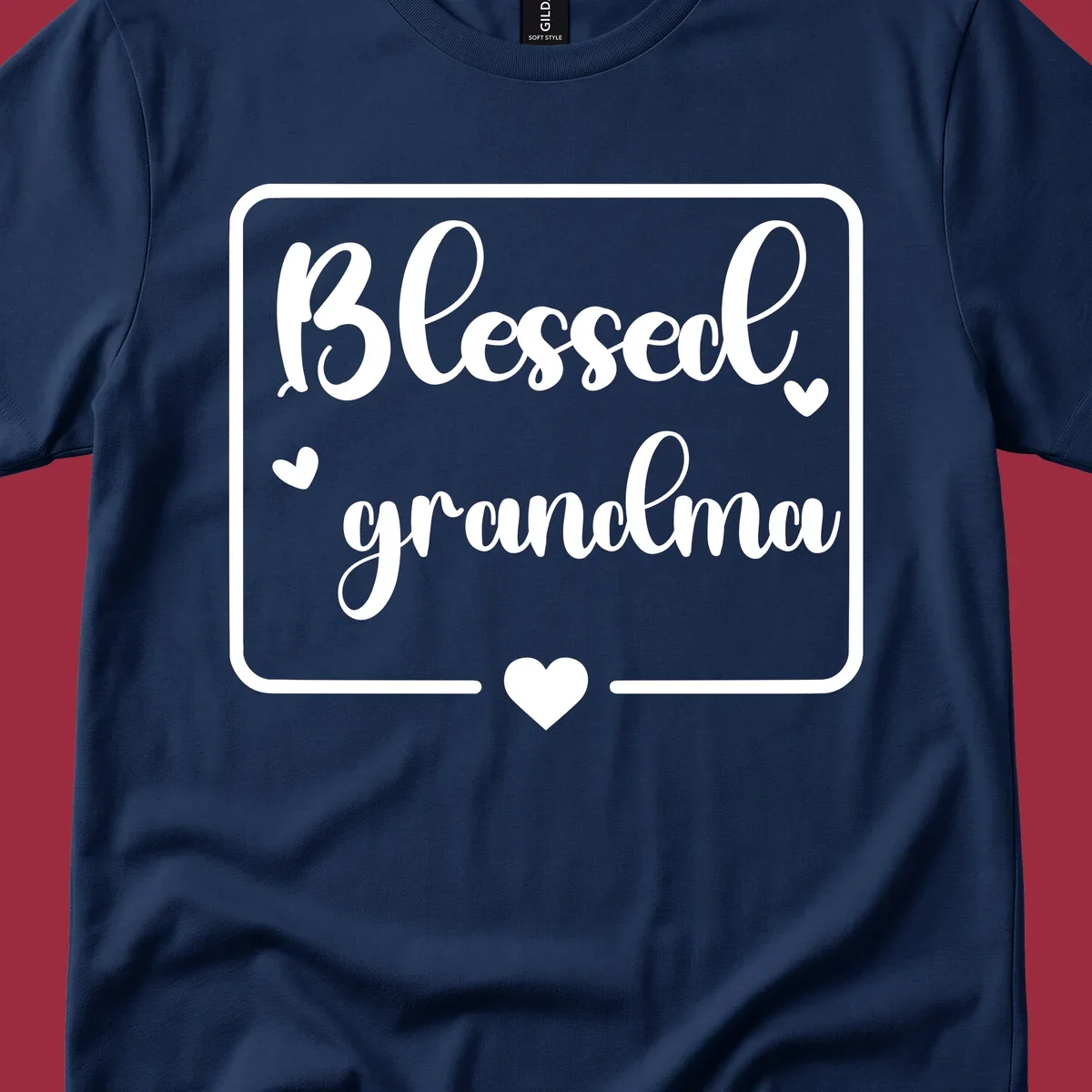 Blessed grandma text with heart accents.