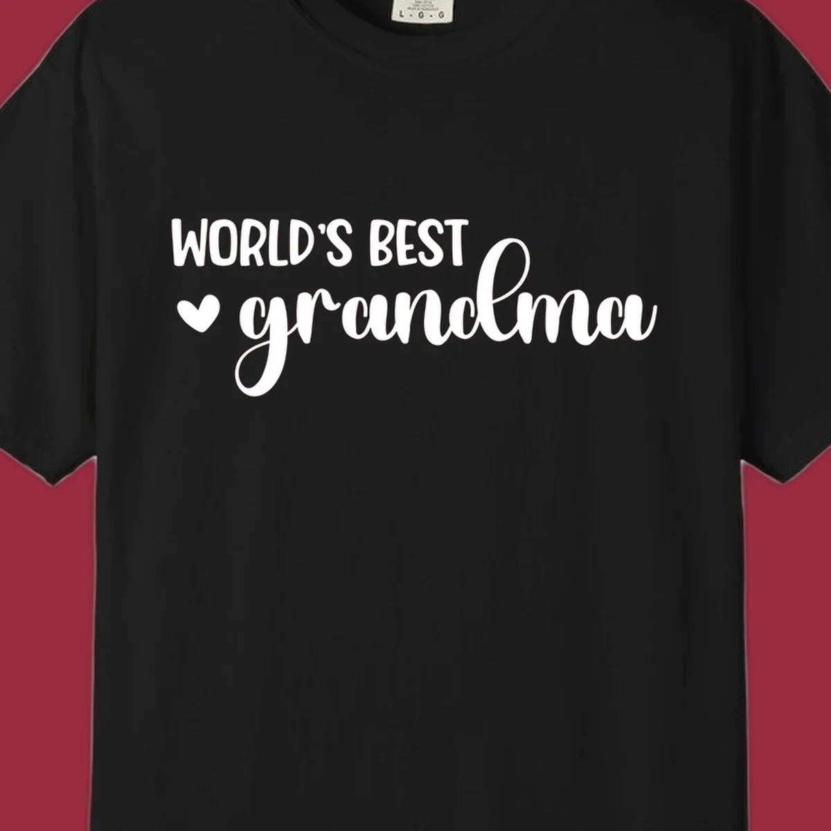 World's best grandma text with a heart graphic.