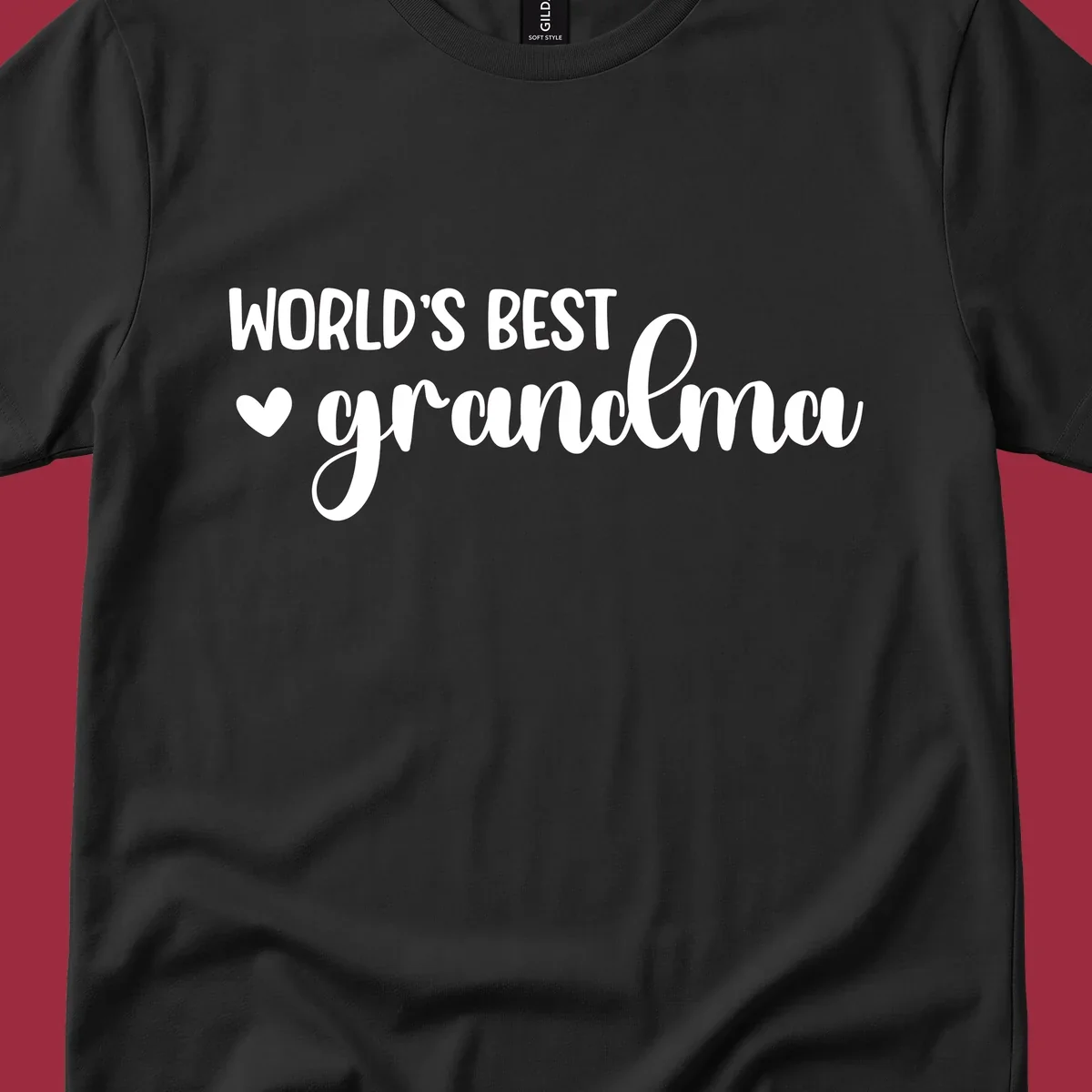 World's best grandma text with a heart graphic.