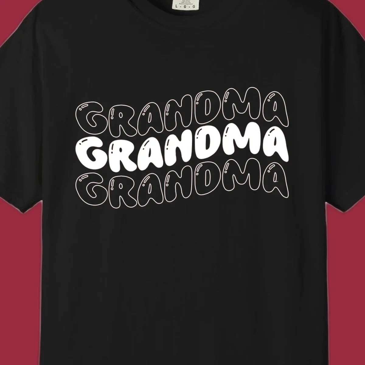 Grandma bubble letters design with three rows of text.