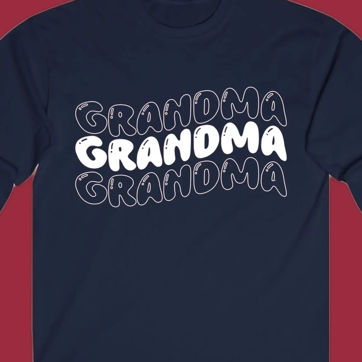 Grandma bubble letters design with three rows of text.