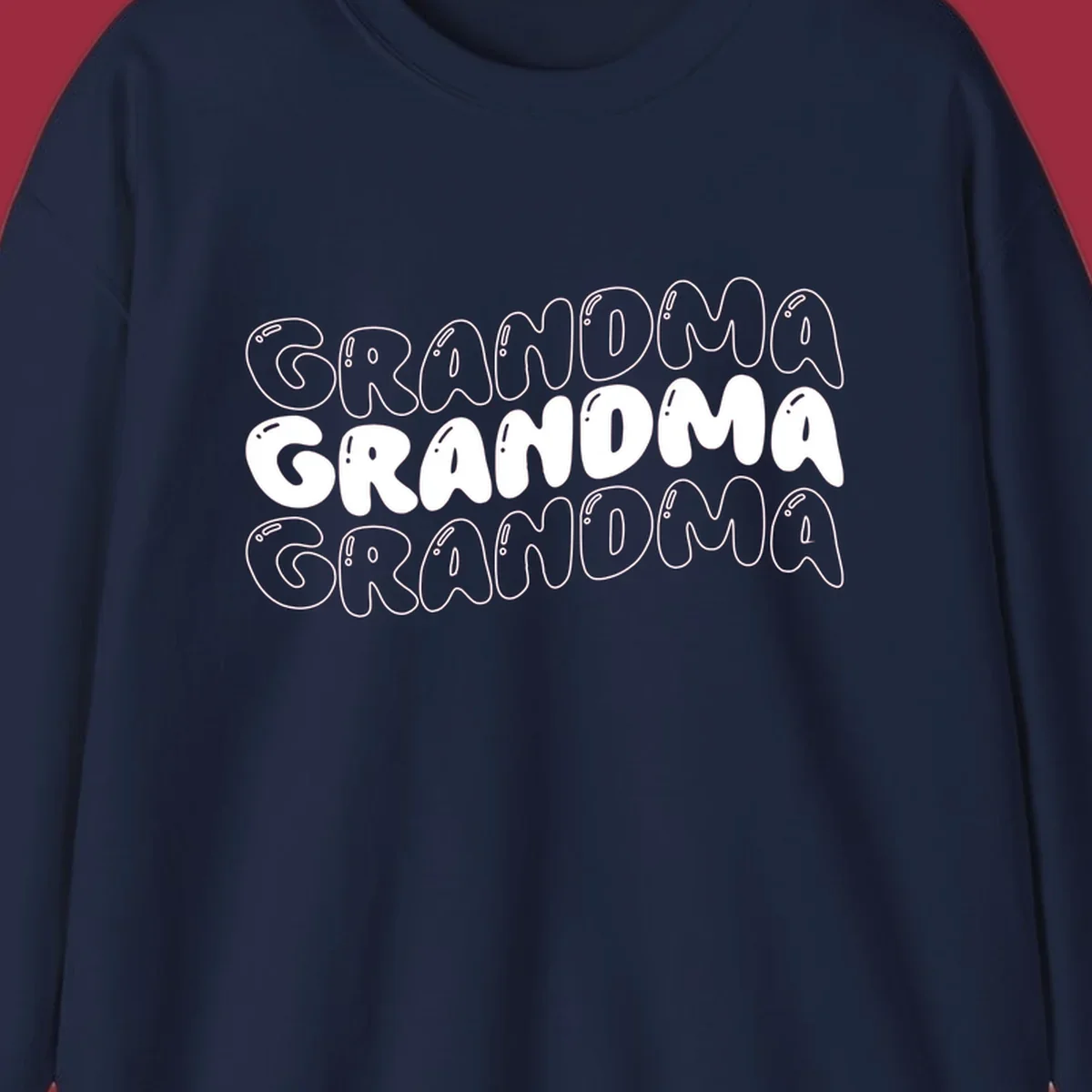 Grandma bubble letters design with three rows of text.