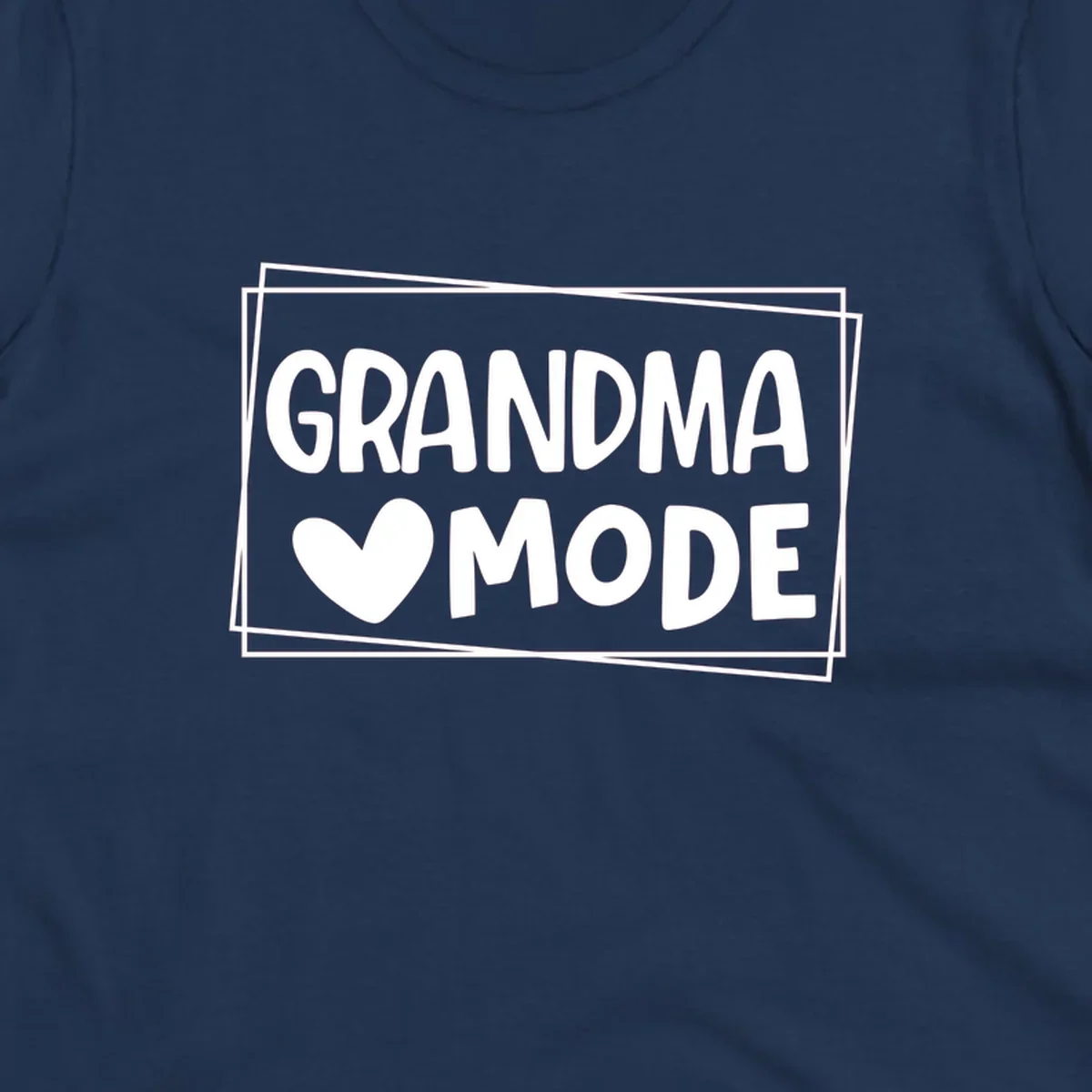 Grandma Mode text with heart icon, white on black and black on white.