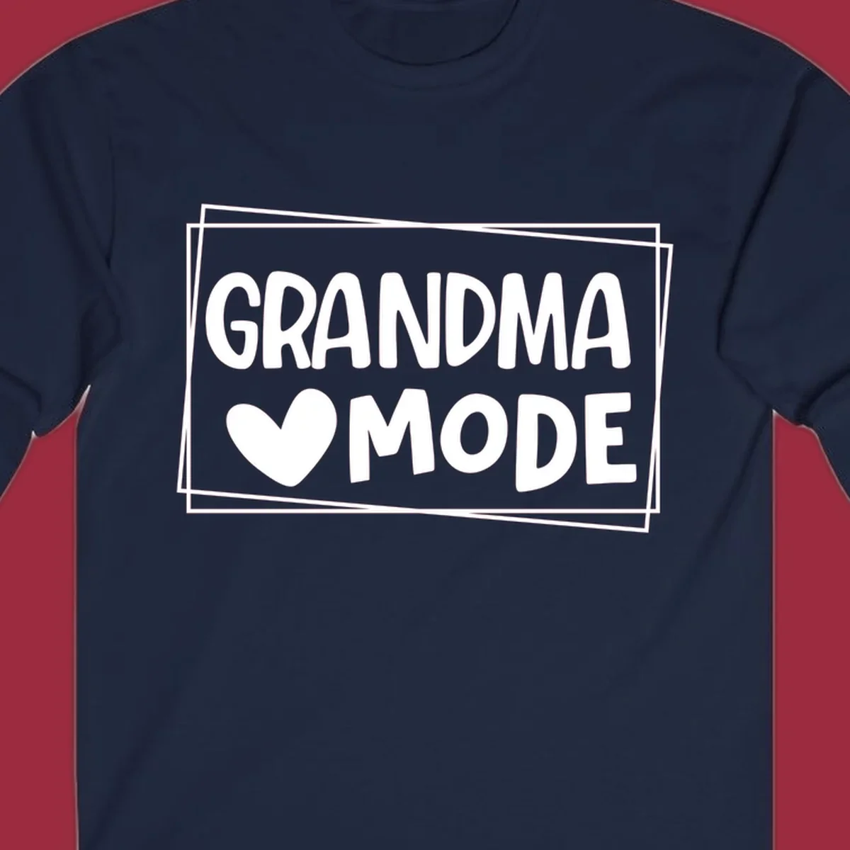 Grandma Mode text with heart icon, white on black and black on white.