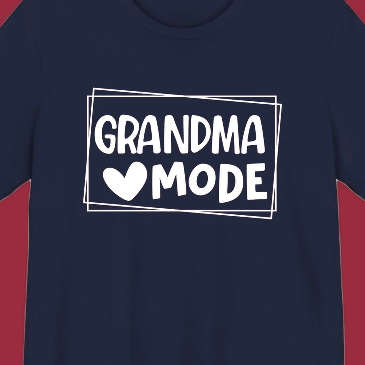Grandma Mode text with heart icon, white on black and black on white.