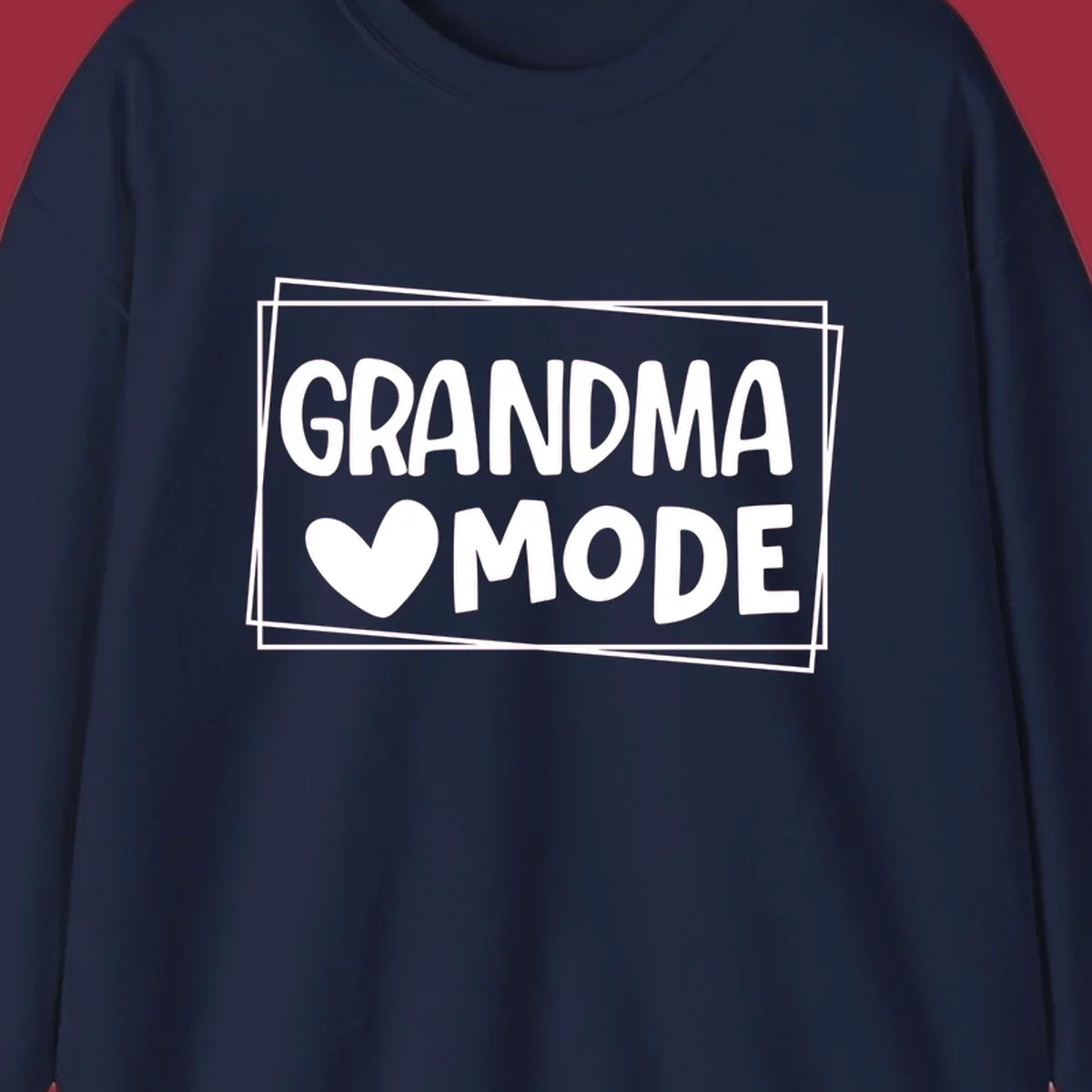 Grandma Mode text with heart icon, white on black and black on white.