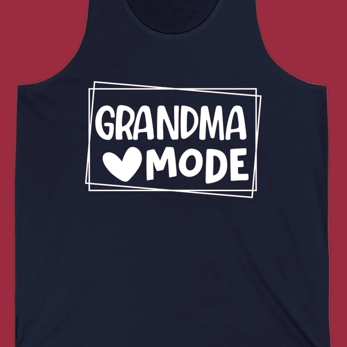 Grandma Mode text with heart icon, white on black and black on white.