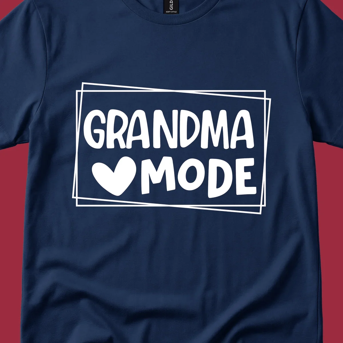 Grandma Mode text with heart icon, white on black and black on white.