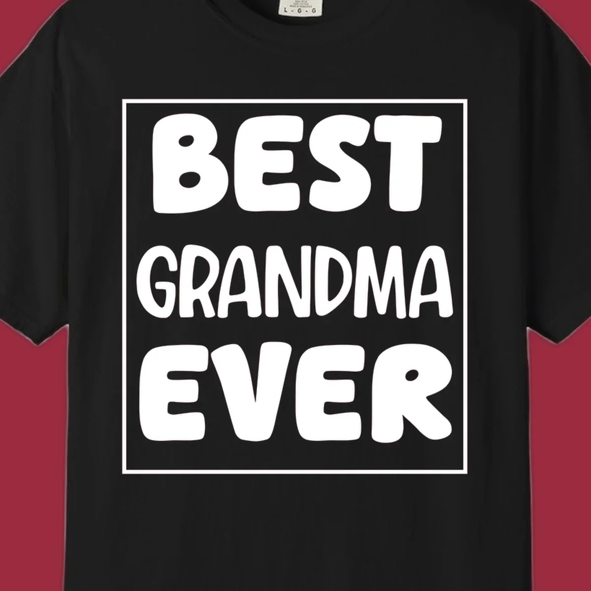 Best grandma ever typography design in white text on black background.
