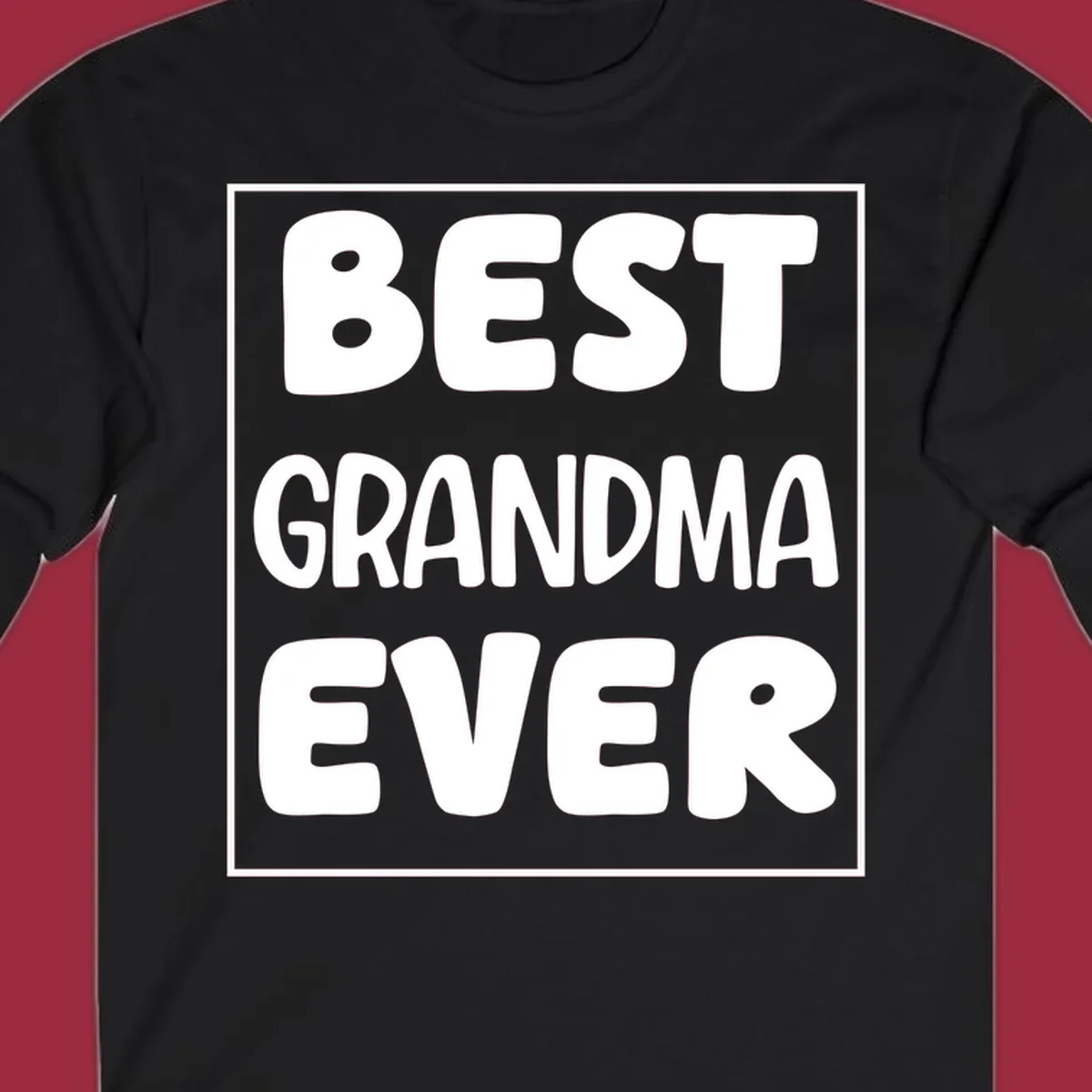 Best grandma ever typography design in white text on black background.