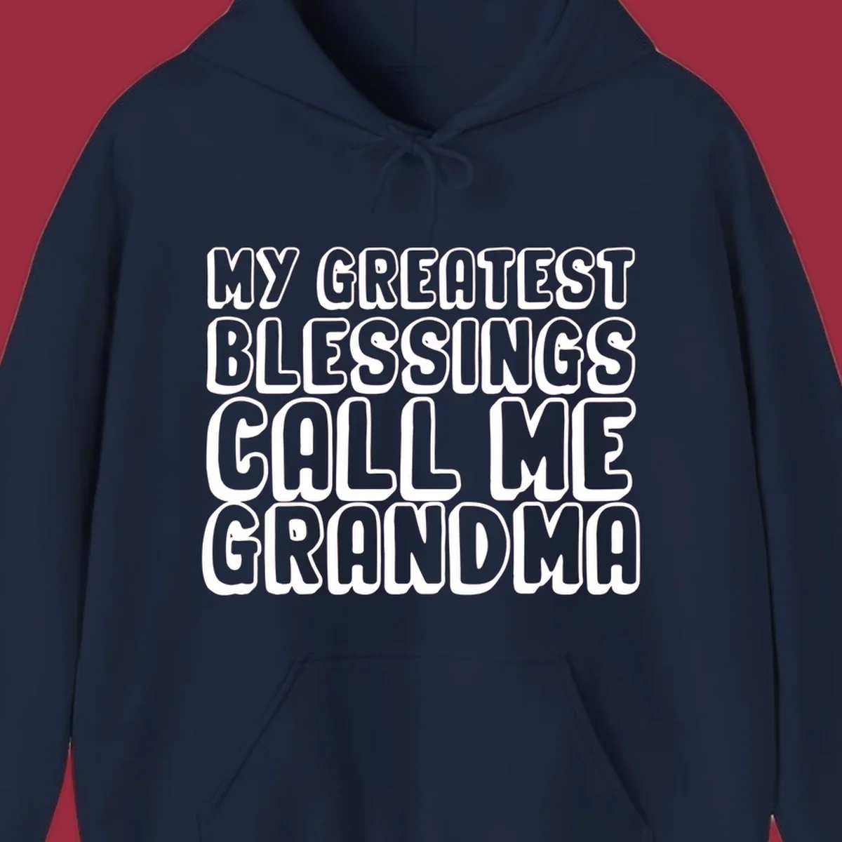 Grandma blessings call text design with bold white lettering.