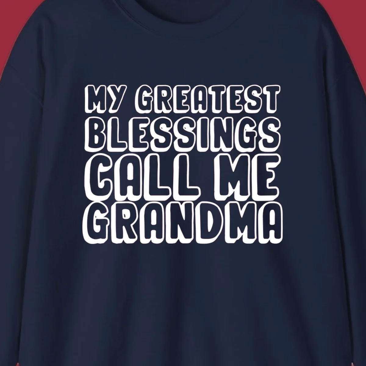 Grandma blessings call text design with bold white lettering.