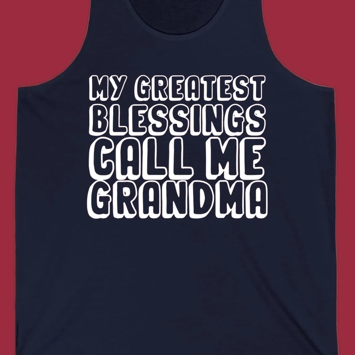 Grandma blessings call text design with bold white lettering.