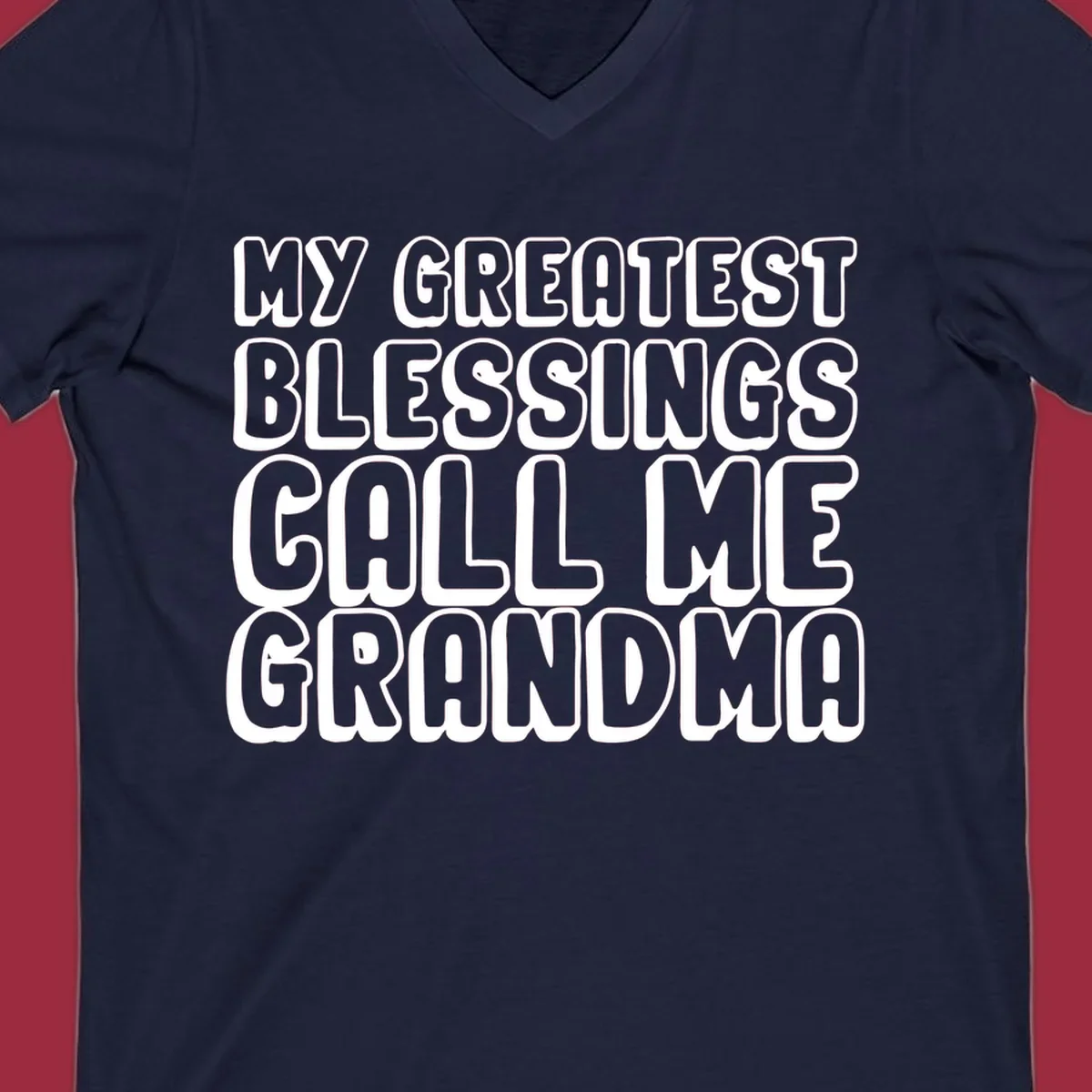 Grandma blessings call text design with bold white lettering.