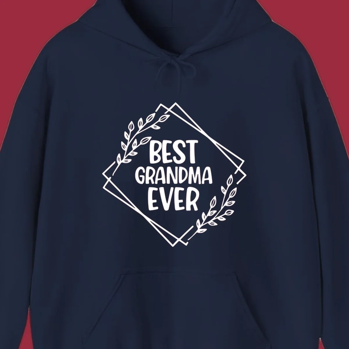 Best Grandma Ever text with floral frame on black and white backgrounds.