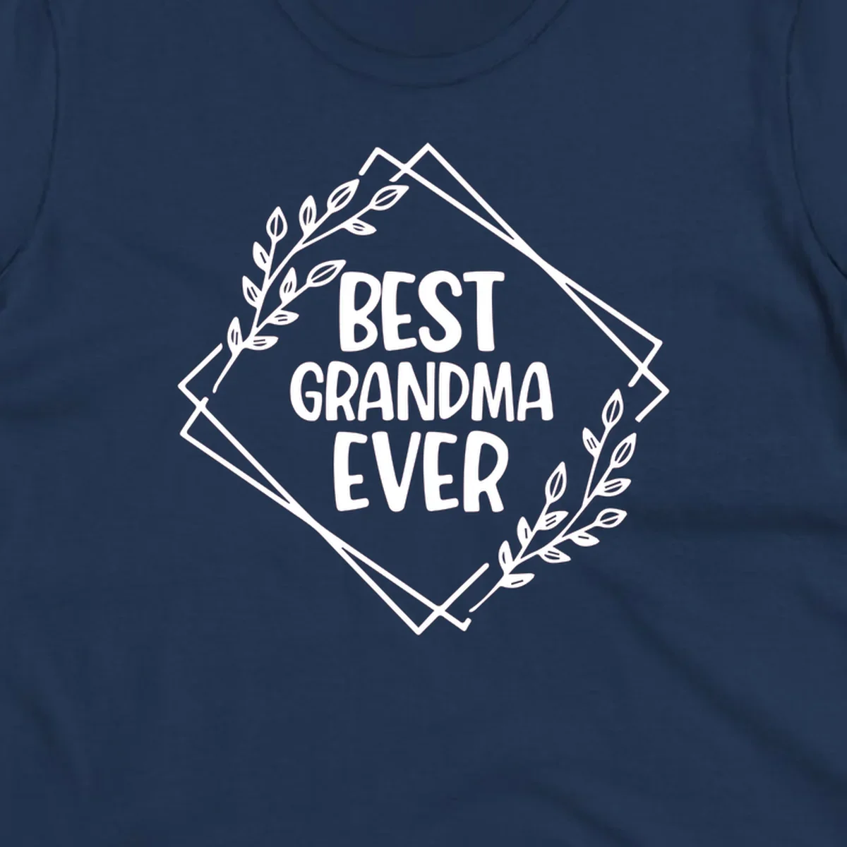 Best Grandma Ever text with floral frame on black and white backgrounds.