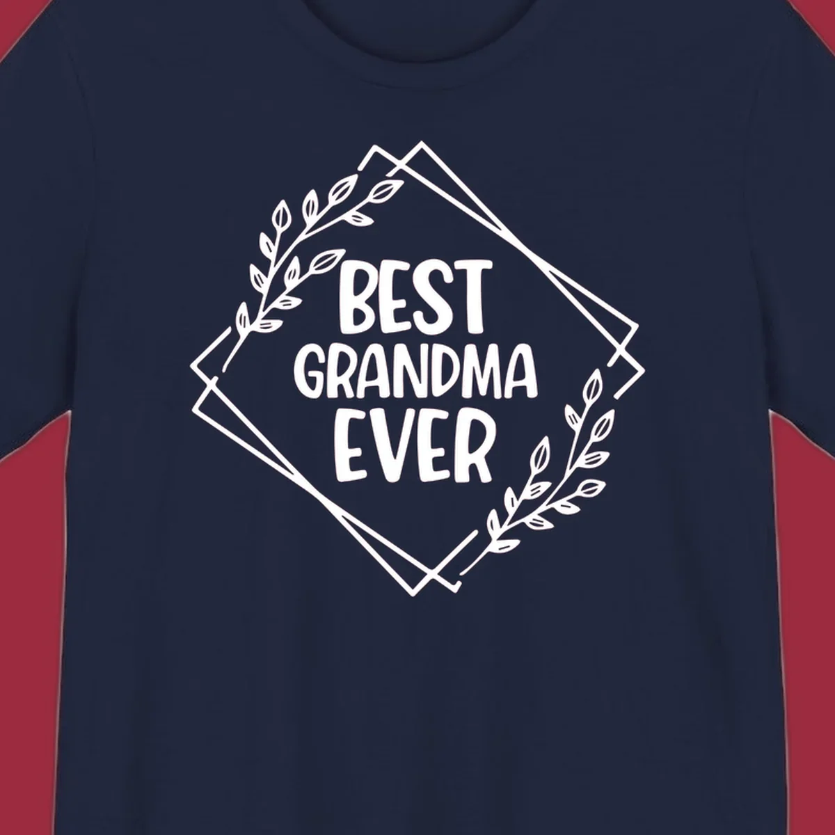 Best Grandma Ever text with floral frame on black and white backgrounds.