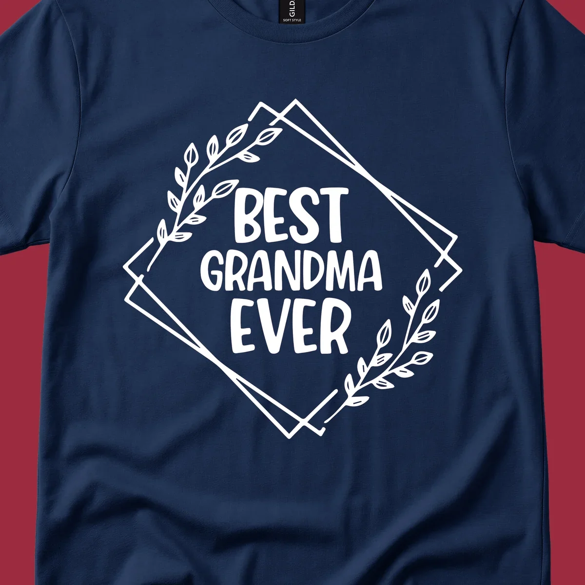 Best Grandma Ever text with floral frame on black and white backgrounds.
