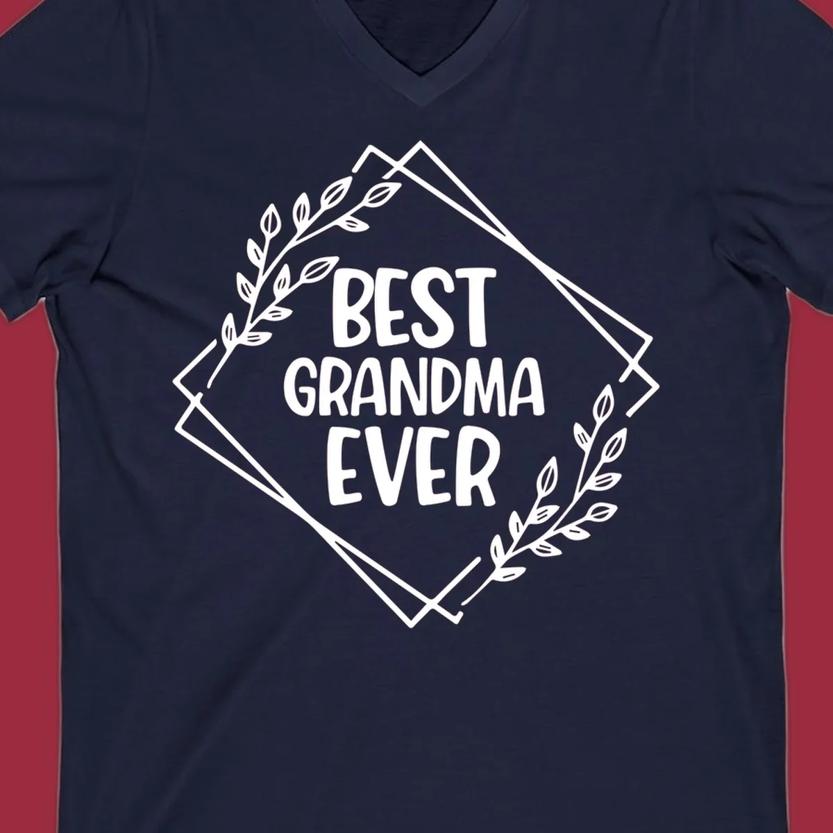 Best Grandma Ever text with floral frame on black and white backgrounds.