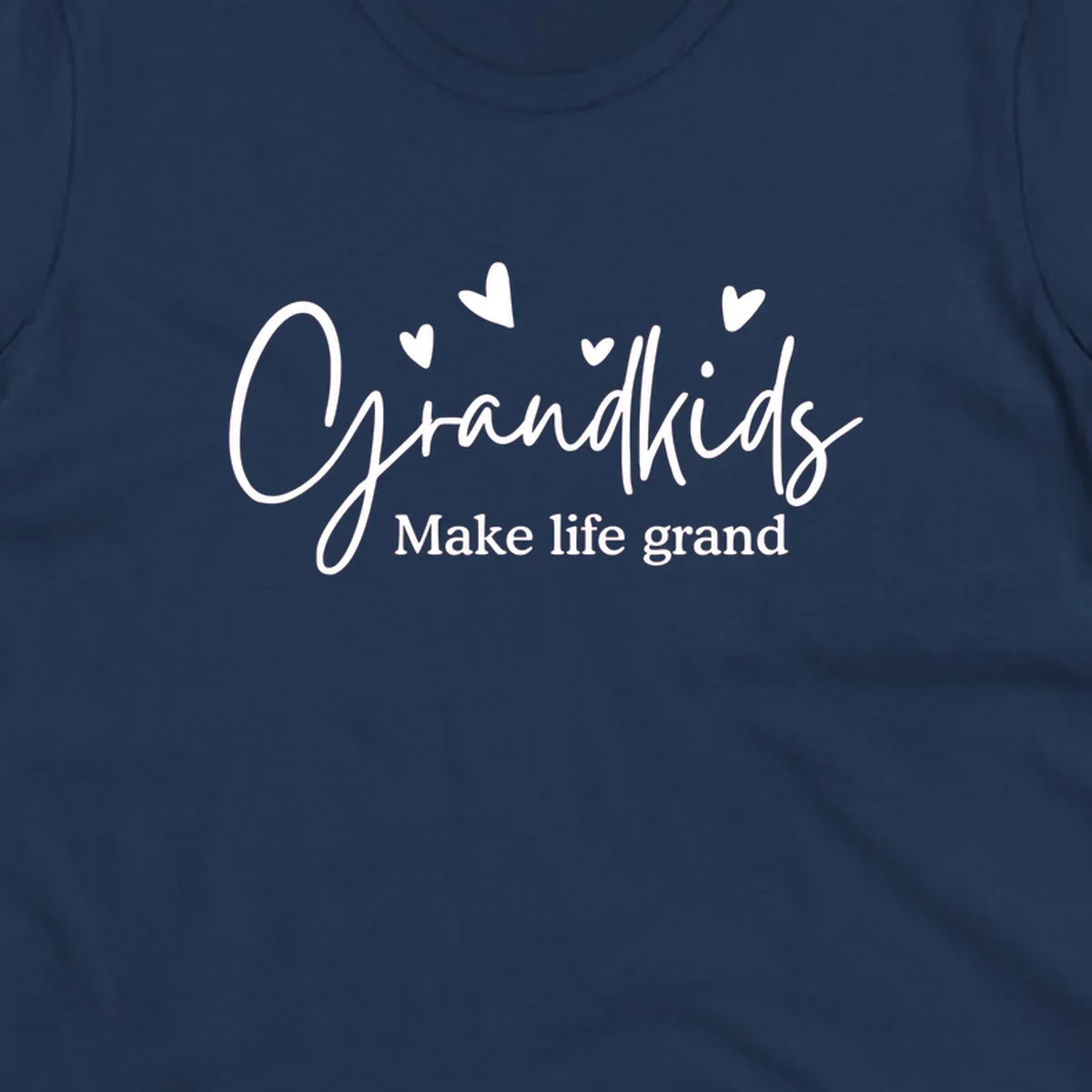 Grandkids Make Life Grand text design with hearts.
