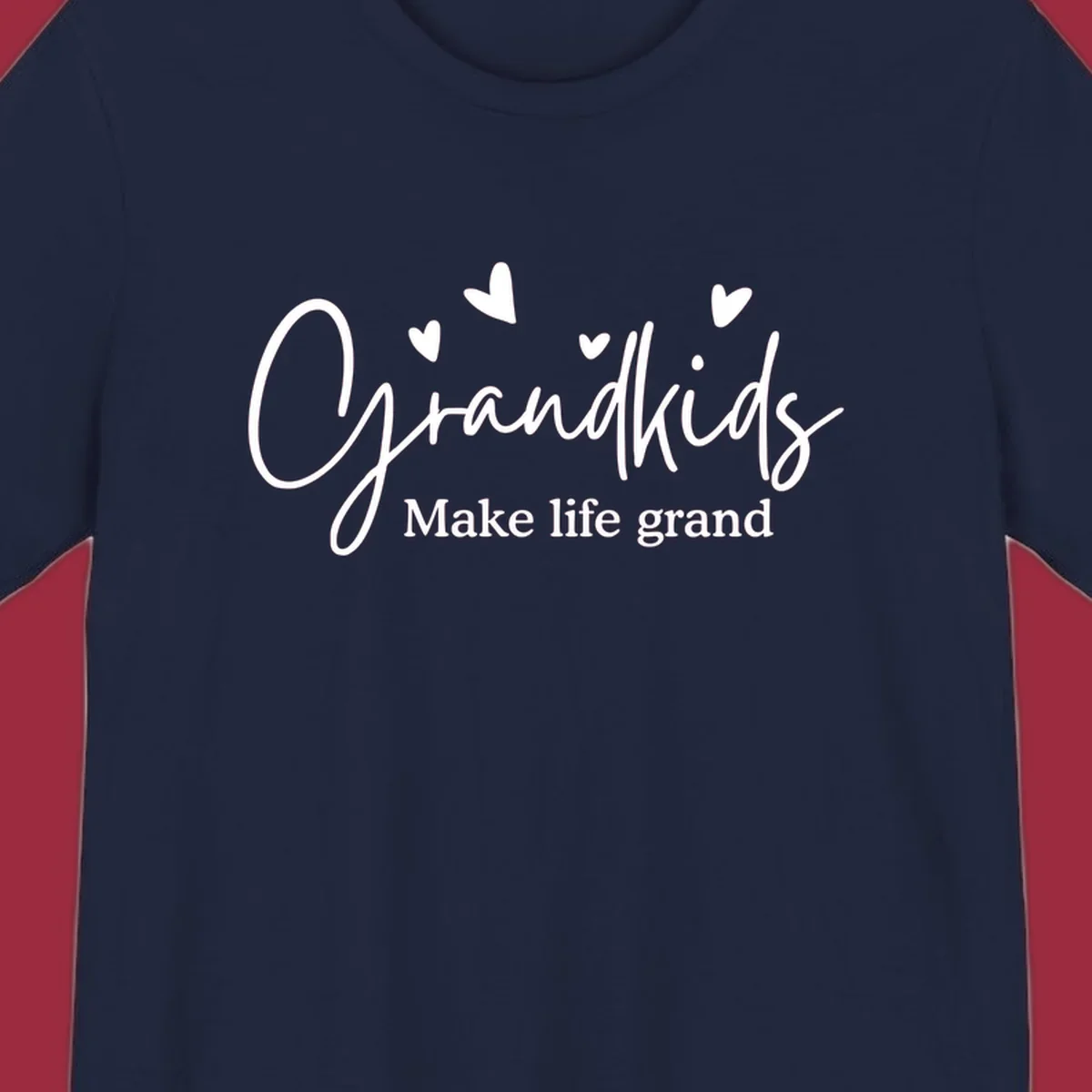 Grandkids Make Life Grand text design with hearts.