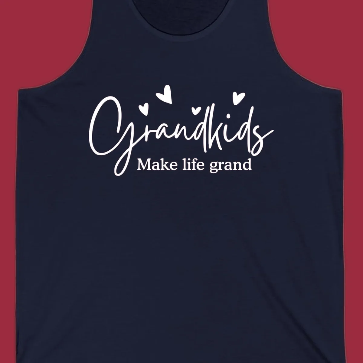 Grandkids Make Life Grand text design with hearts.