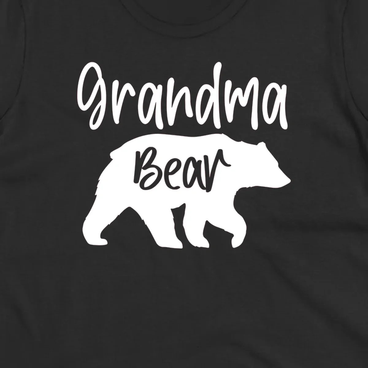 Grandma Bear graphic tee design with text and bear silhouette.