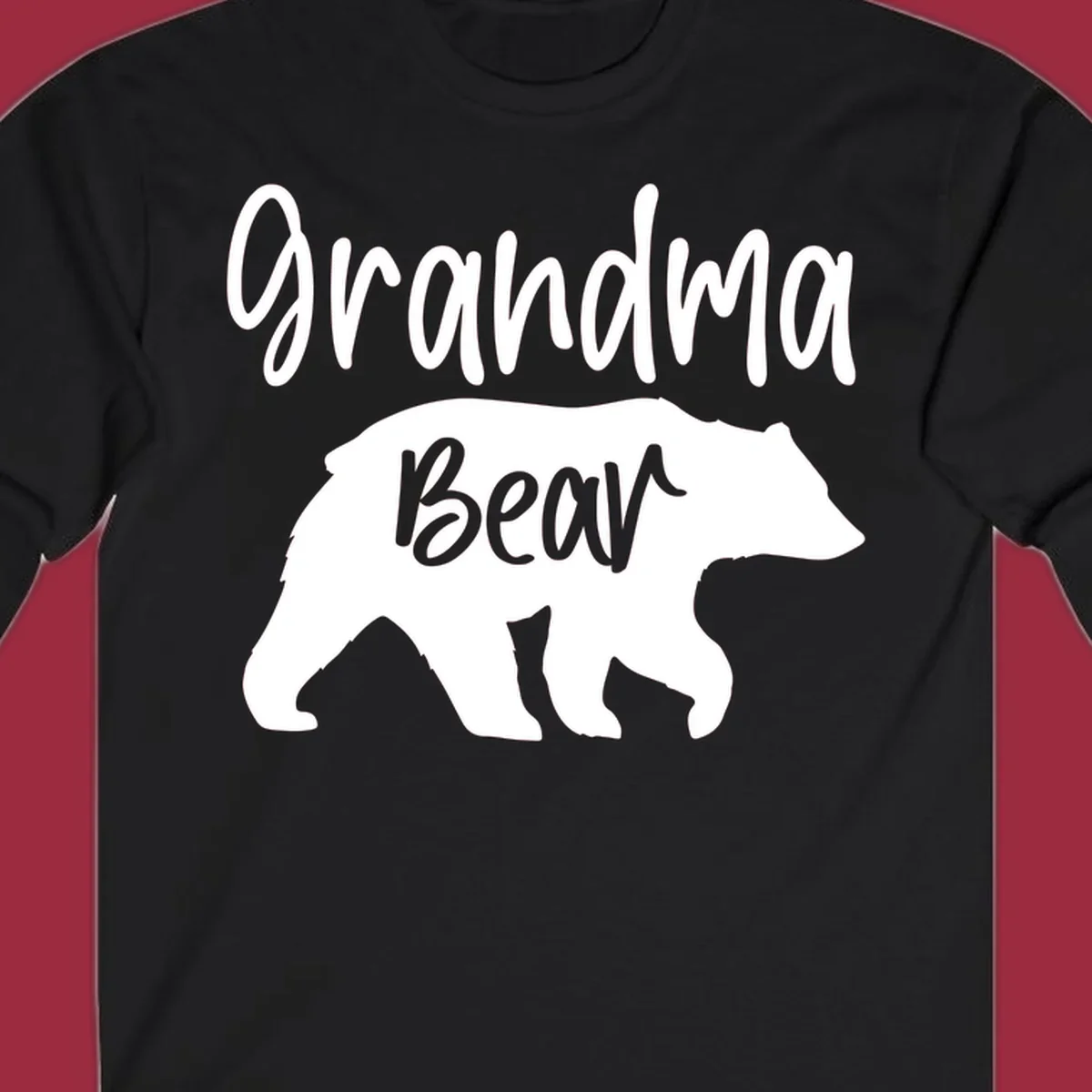 Grandma Bear graphic tee design with text and bear silhouette.
