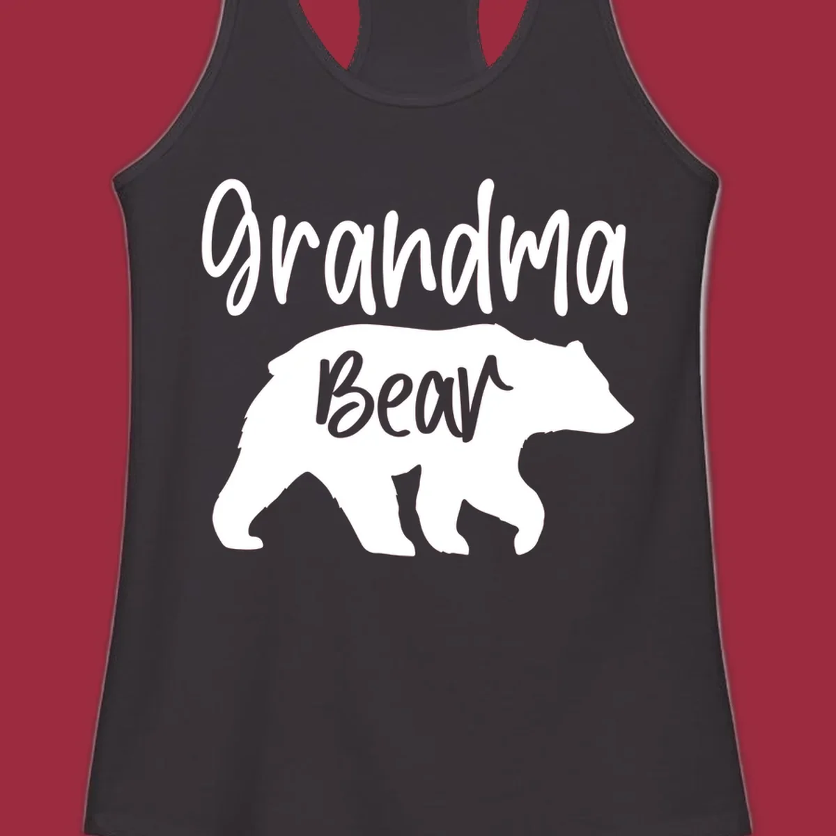 Grandma Bear graphic tee design with text and bear silhouette.