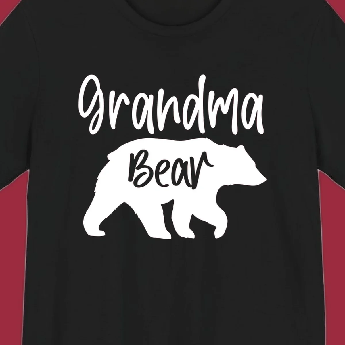 Grandma Bear graphic tee design with text and bear silhouette.