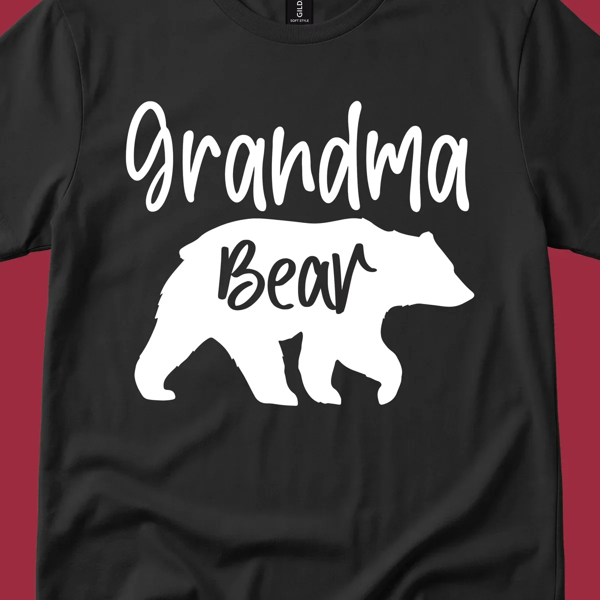 Grandma Bear graphic tee design with text and bear silhouette.