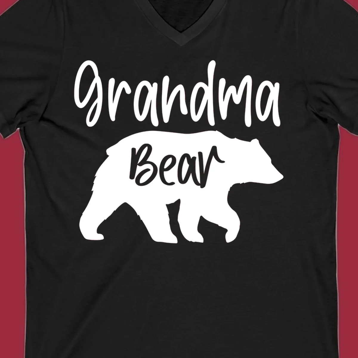 Grandma Bear graphic tee design with text and bear silhouette.